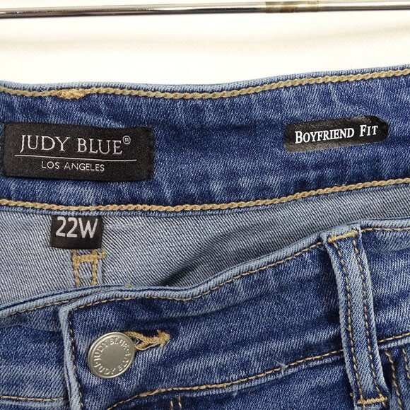 Judy Blue Boyfriend Fit Distressed Ripped Jeans Women Plus Size 22W JB82193MD - Picture 6 of 13